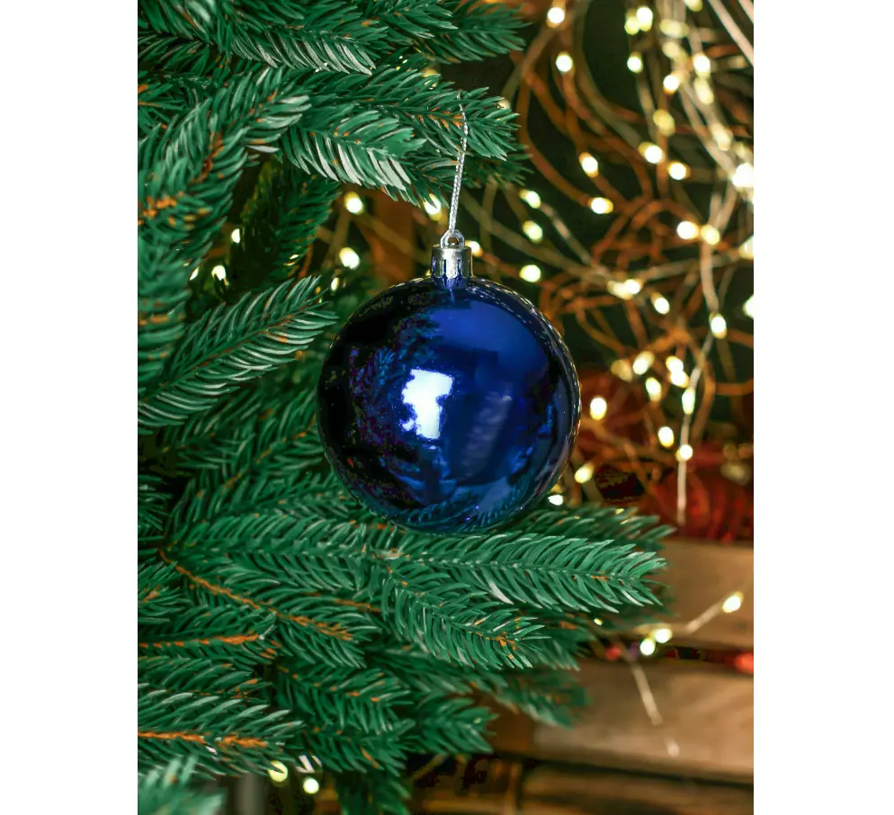 Изображение товара Набор елочных шаров China dans 60SP06-01B 6 см пластик синий 6 шт