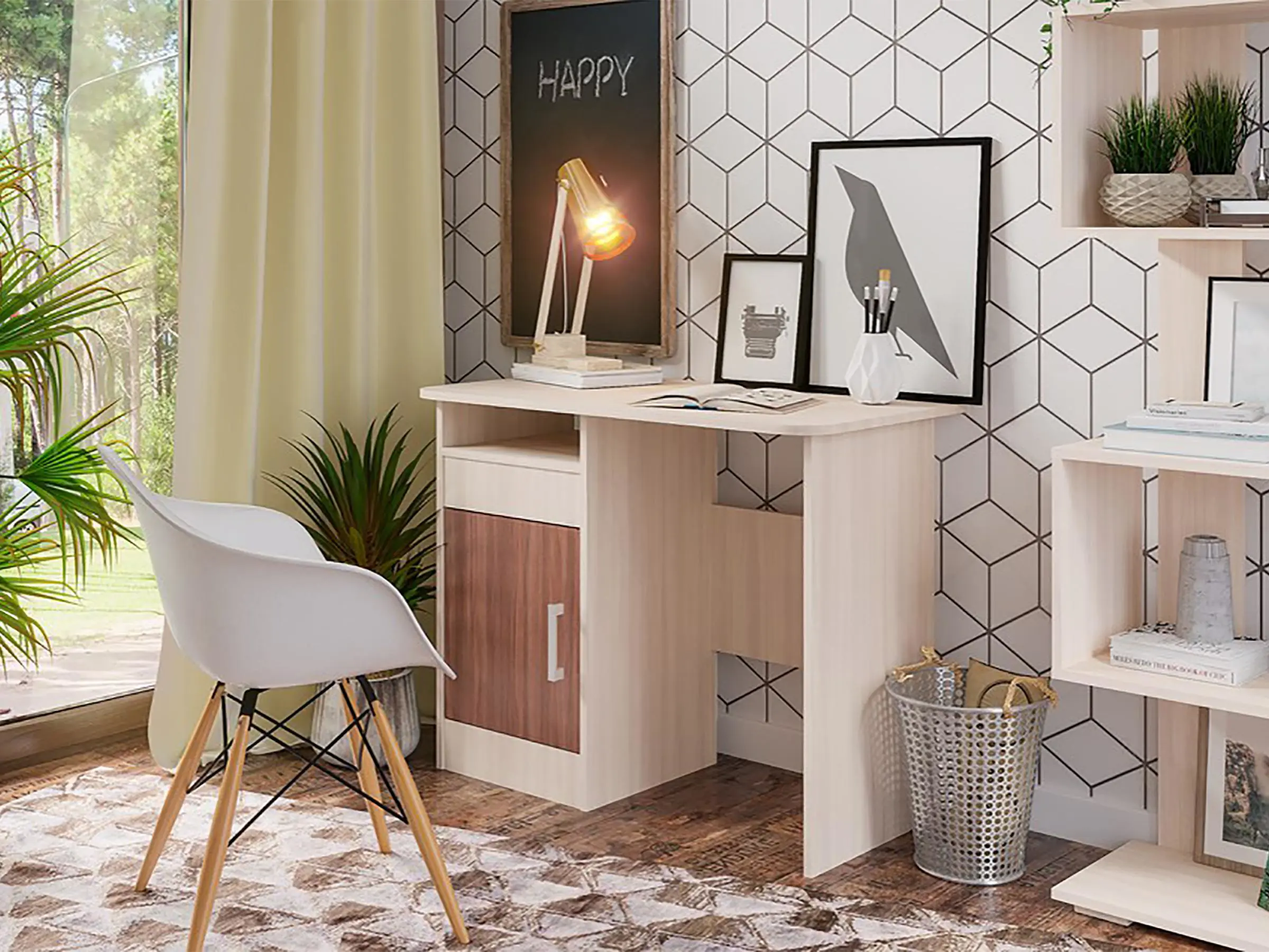 Изображение товара Стол компьютерный офисный Ут-00012250 130x130x80 см Ясень шимо светлый