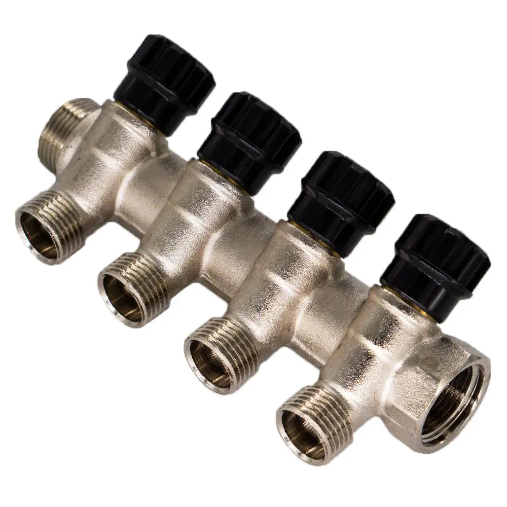 Изображение товара Коллектор СТМ 4 выхода вентиль 3/4"х1/2" наружная резьба