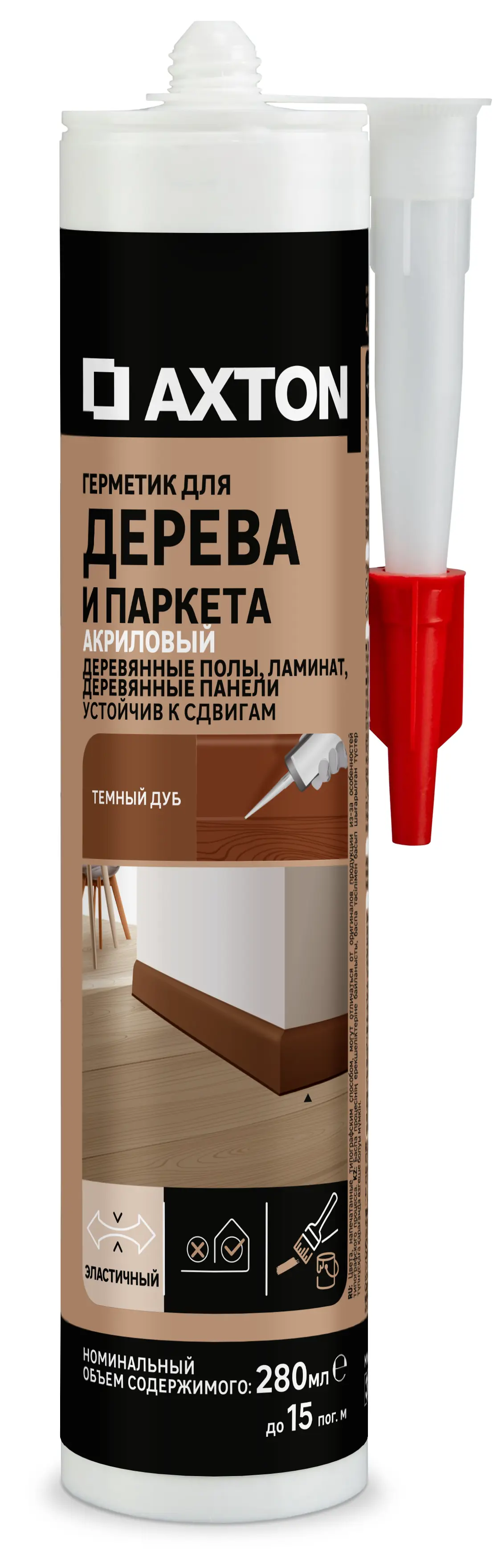 Изображение товара Герметик акриловый Axton для дерева темный дуб 280 мл