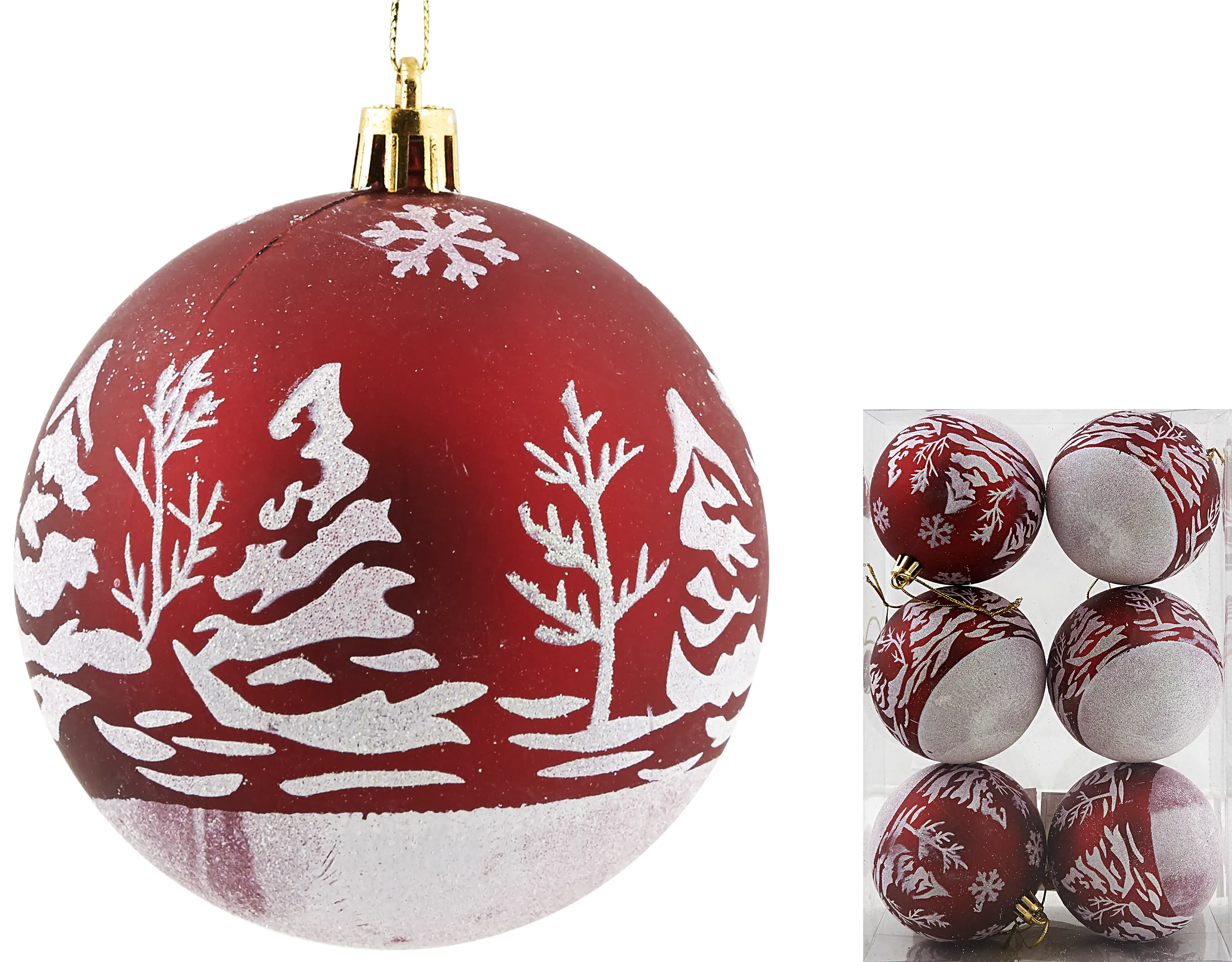 Изображение товара Набор ёлочных шаров 8 см цвет красный, 6 шт.