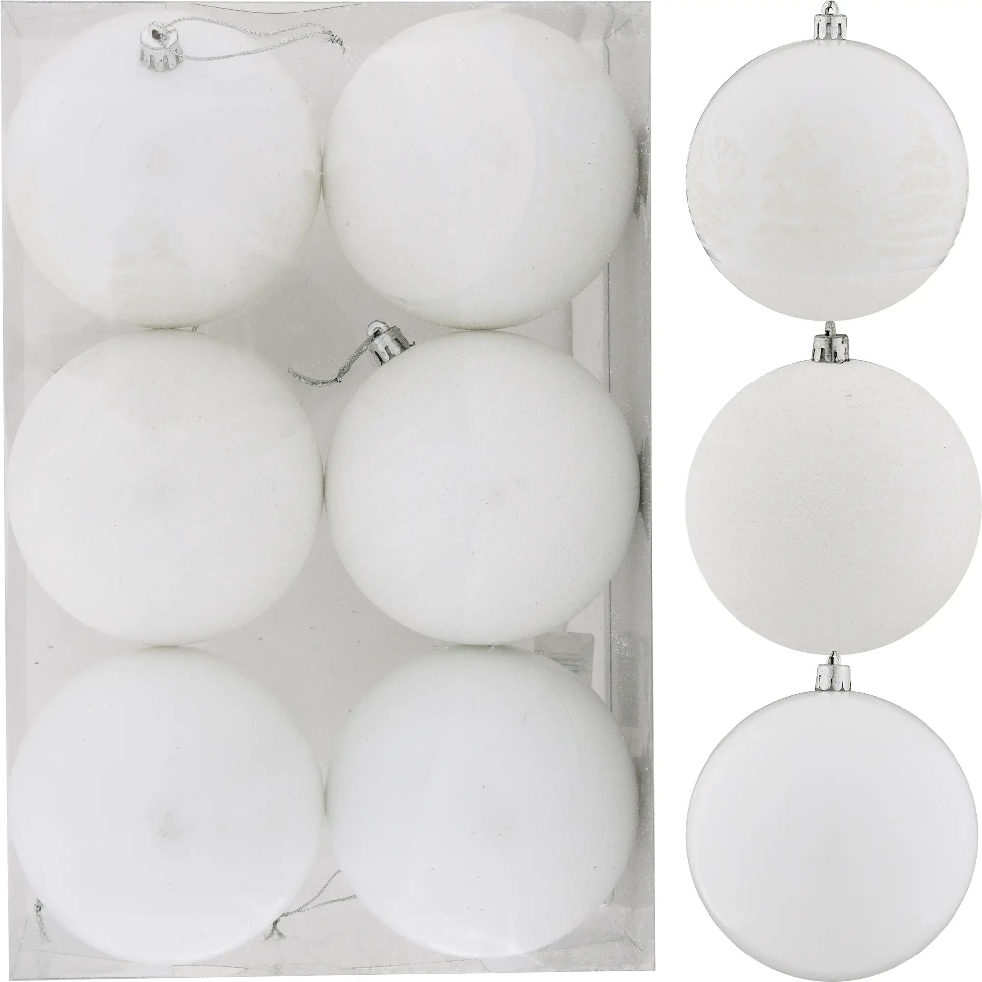Изображение товара Набор ёлочных шаров 10 см цвет белый, 6 шт.