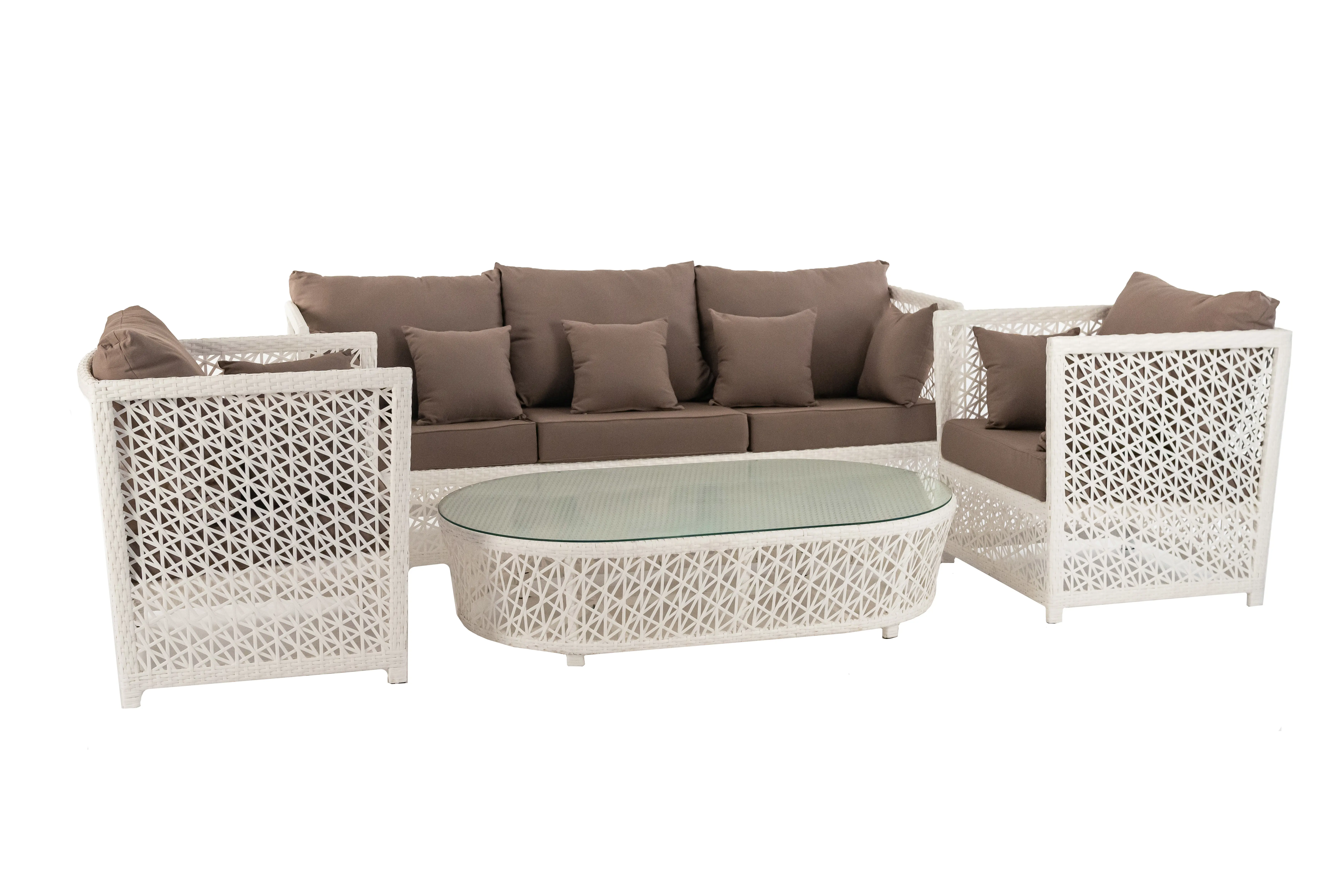 Изображение товара Набор садовой мебели Veil искусственный ротанг/стекло белый