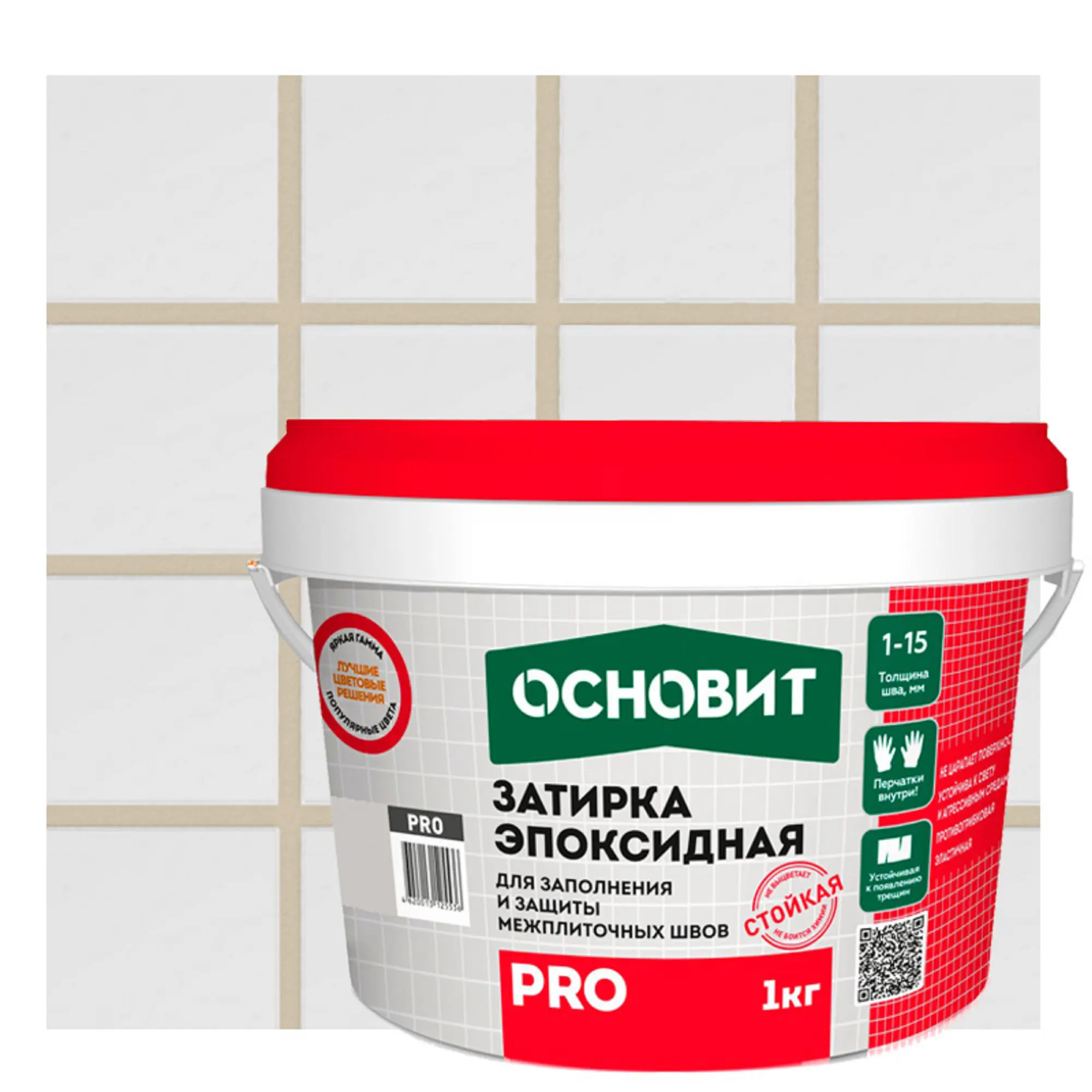 Изображение товара Эпоксидная затирка Основит Pro цвет мокасиновый 1 кг для керамической плитки и камня