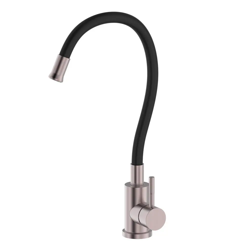 Изображение товара Однорычажный смеситель Olive's Balear 56 см цвет нержавеющая сталь/черный