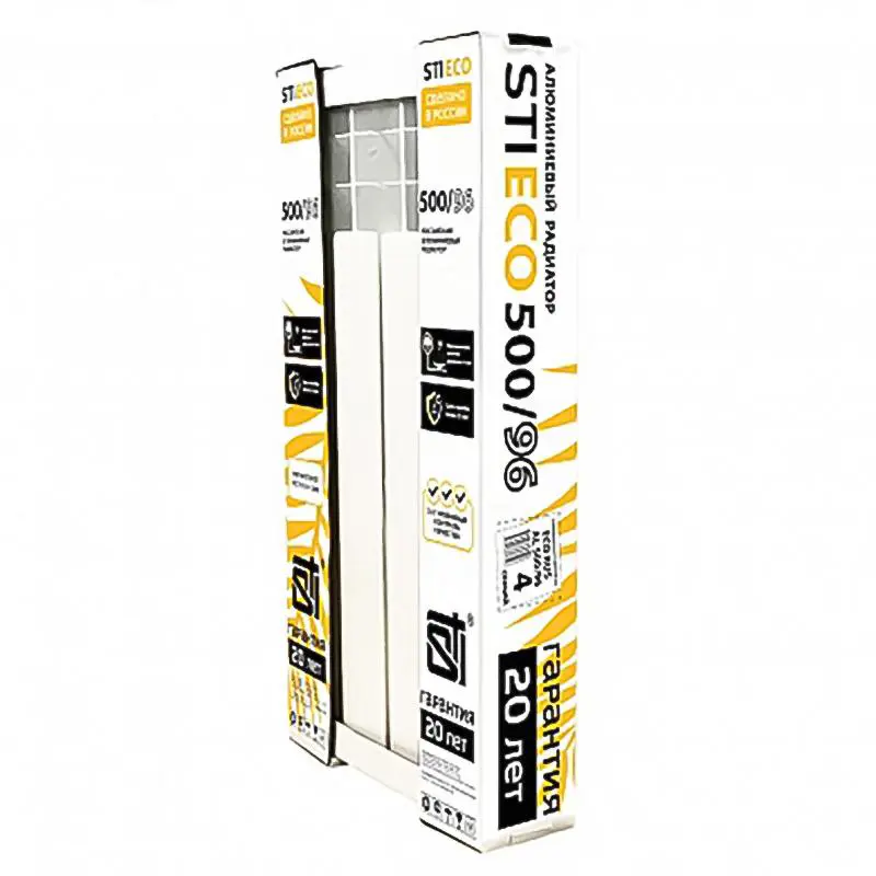 Изображение товара Радиатор Sti Eco Rus Al 500/96 4 секций боковое подключение алюминий белый