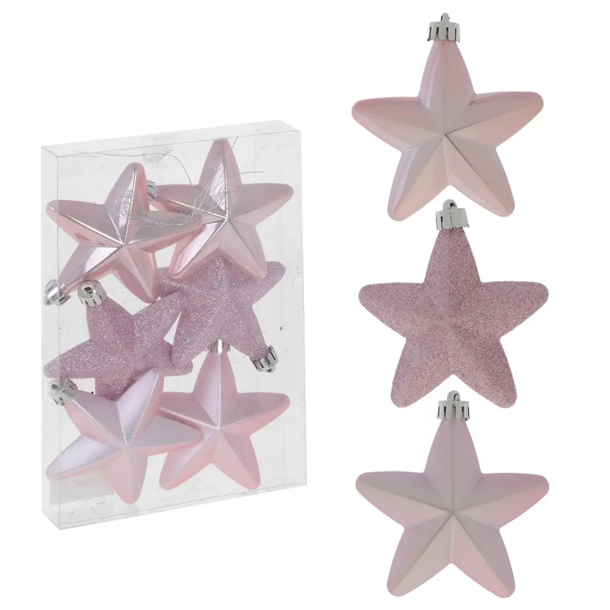 Изображение товара Украшение новогоднее Звезда 753607 ПВХ 2.5x18.5 см розовое 6 шт