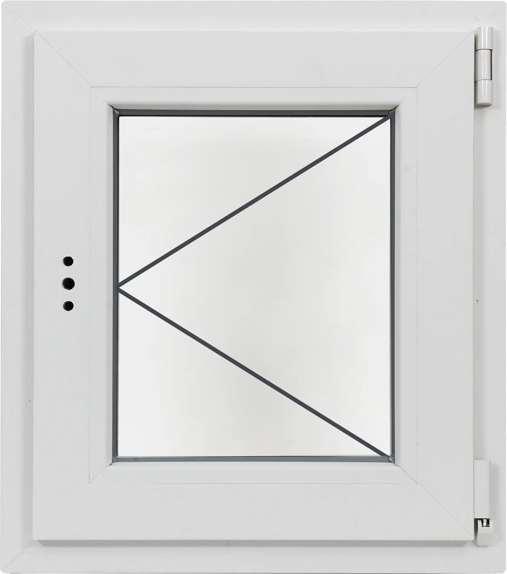 Изображение товара Пластиковое окно ПВХ одностворчатое 600x500 мм с поворотным открыванием