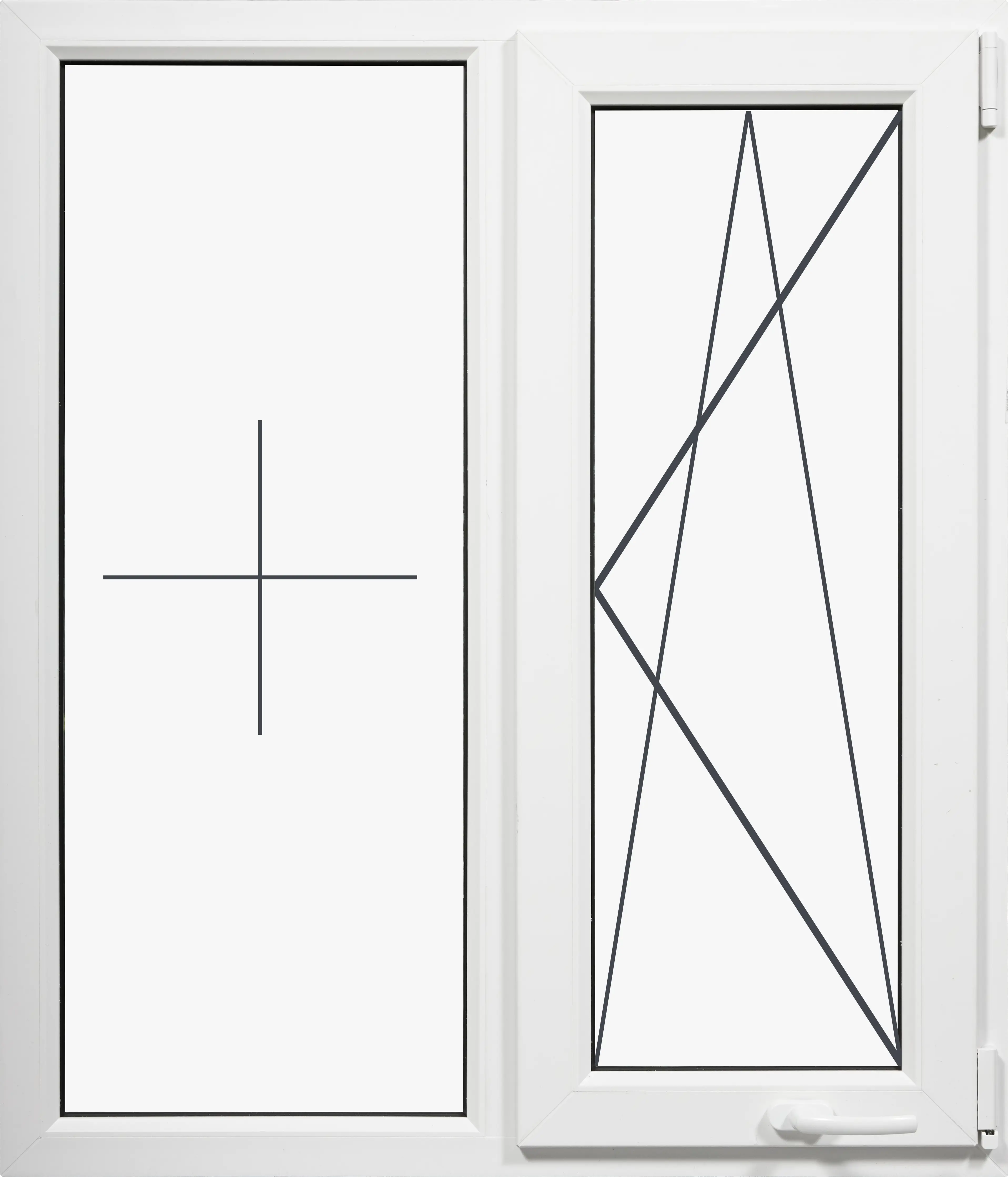 Изображение товара Двустворчатое пластиковое окно VEKA 1170x1000 мм с однокамерным стеклопакетом