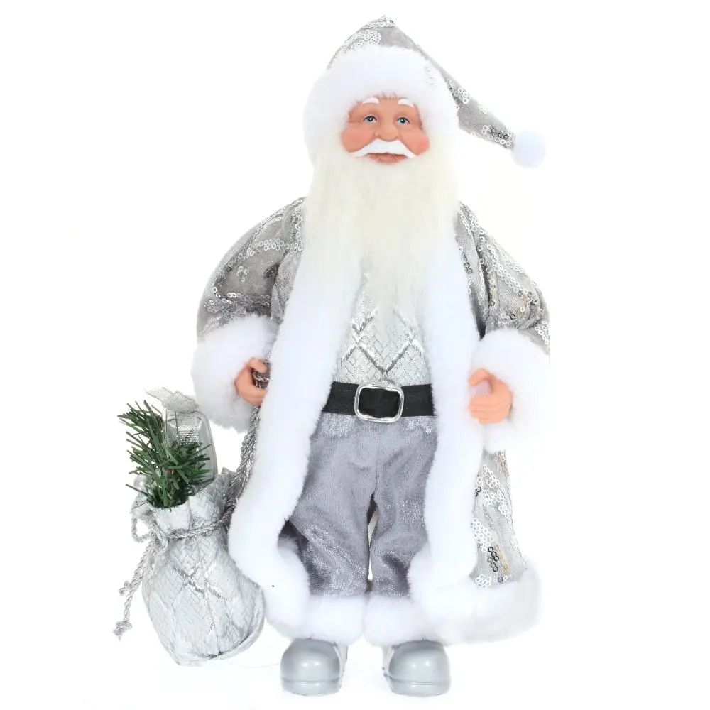 Изображение товара Новогоднее украшение Дед Мороз Jiangsu Holly Everlasting Inc 8x31x22 см цвет серебряный