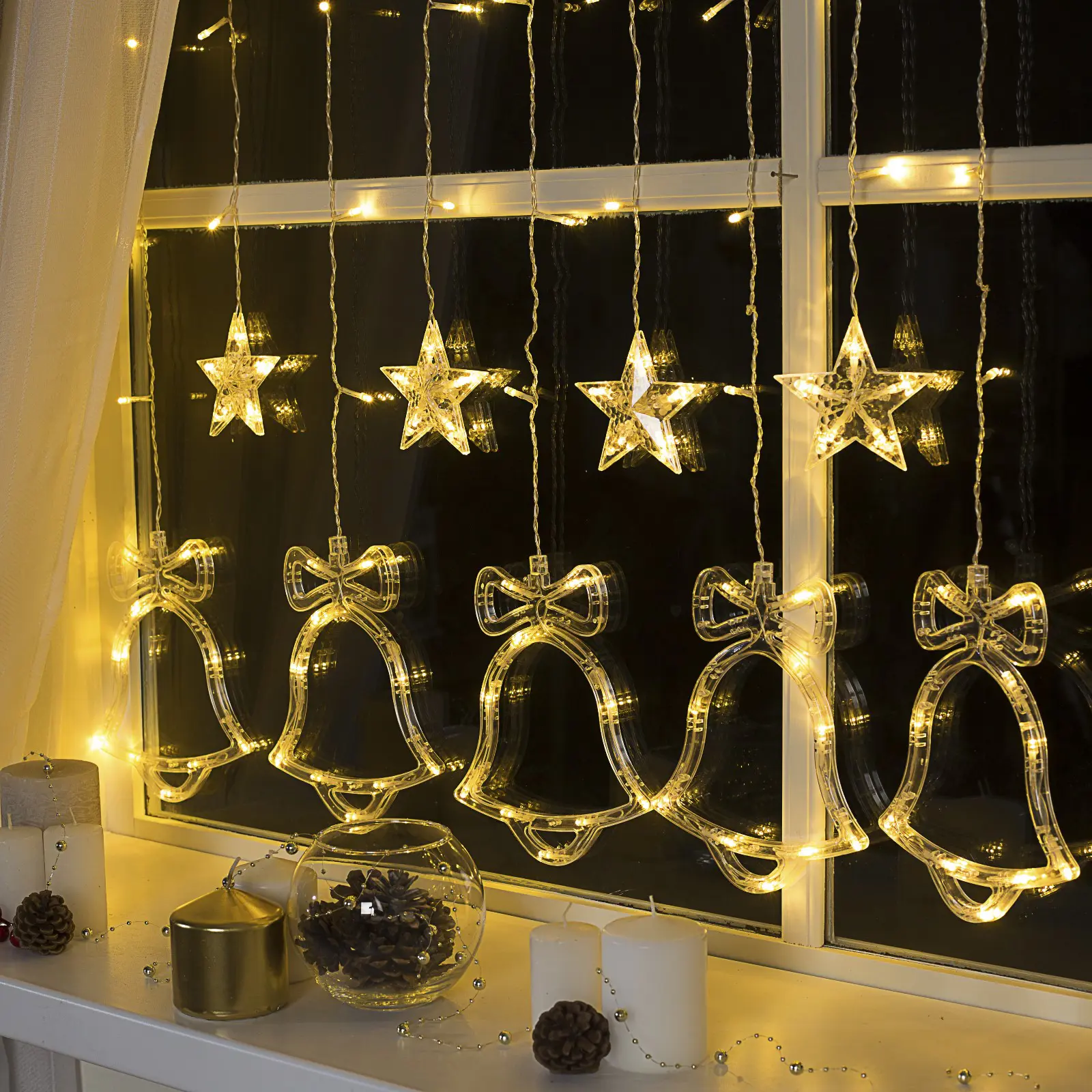 Изображение товара Электрогирлянда комнатная Luazon lighting 2361708 бахрома 2.4x2.4 м 138 ламп теплый белый 8 режимов работы