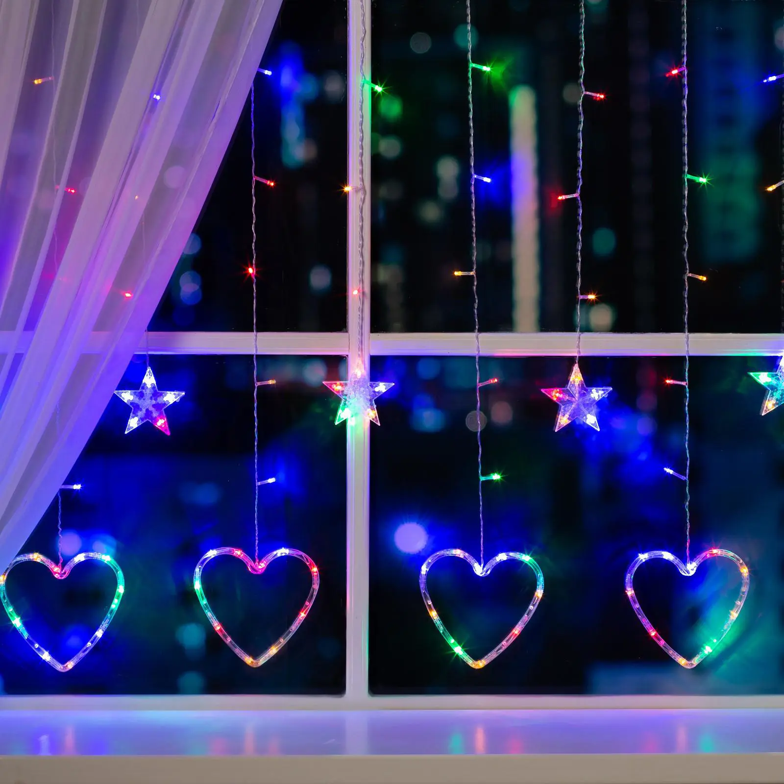 Изображение товара Электрогирлянда комнатная Luazon lighting 4356976 бахрома 2.4x2.4 м 186 ламп разноцветный 8 режимов работы