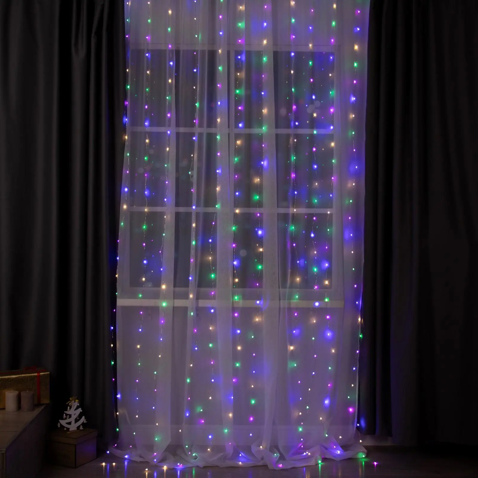 Изображение товара Электрогирлянда универсальная Luazon lighting 5206148 занавес 2x2 м 450 ламп разноцветный 8 режимов работы