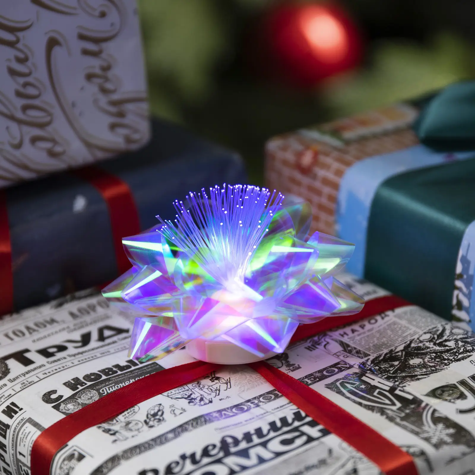 Изображение товара Светящаяся электрическая фигура Бант-звезда для дома Luazon lighting 1 ламп h 6 см фиолетовый