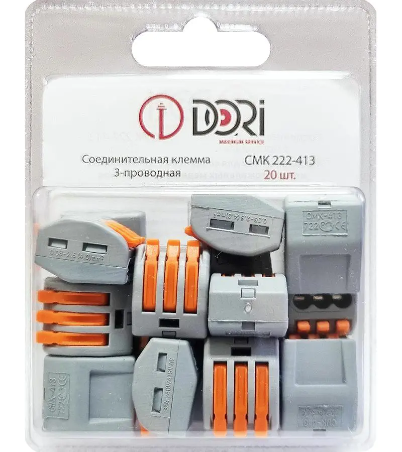 Изображение товара Соединительная клемма Dori СМК 222-413 3-проводная 20 шт.