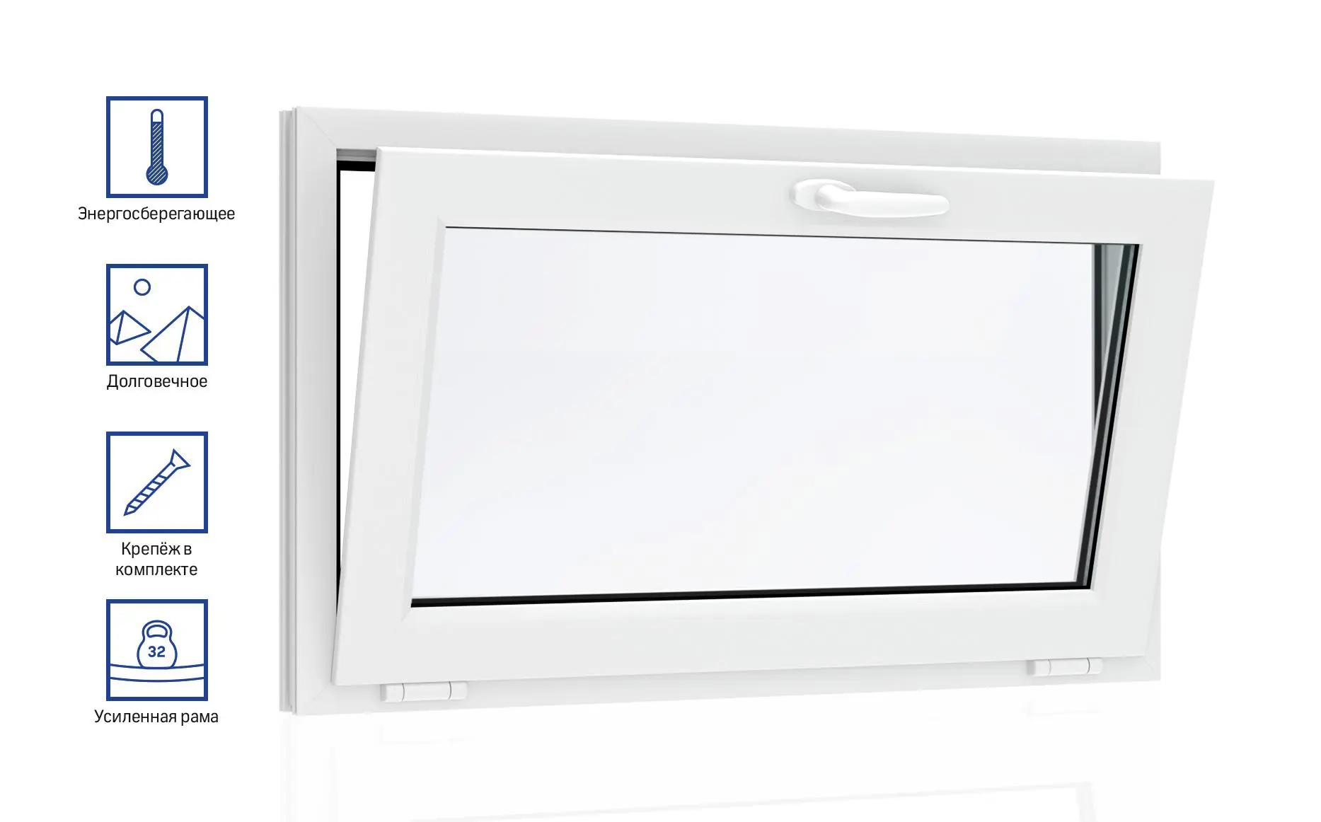 Изображение товара Окно ПВХ VEKA WHS 72 откидное с ручкой Rhapsody ширина 120 х высота 60 см двухкамерный стеклопакет энергосберегающий