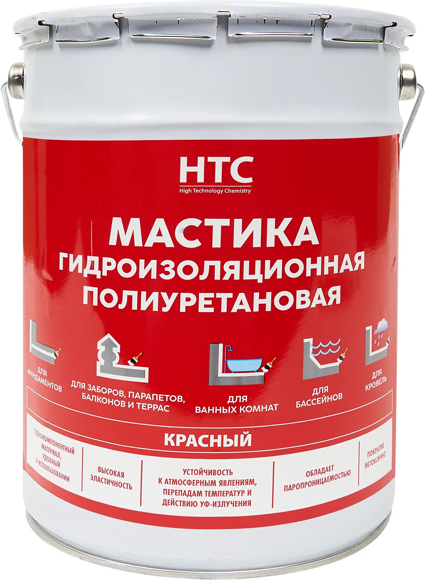 Изображение товара Мастика гидроизоляционная полиуретановая HTC 6 кг цвет красный