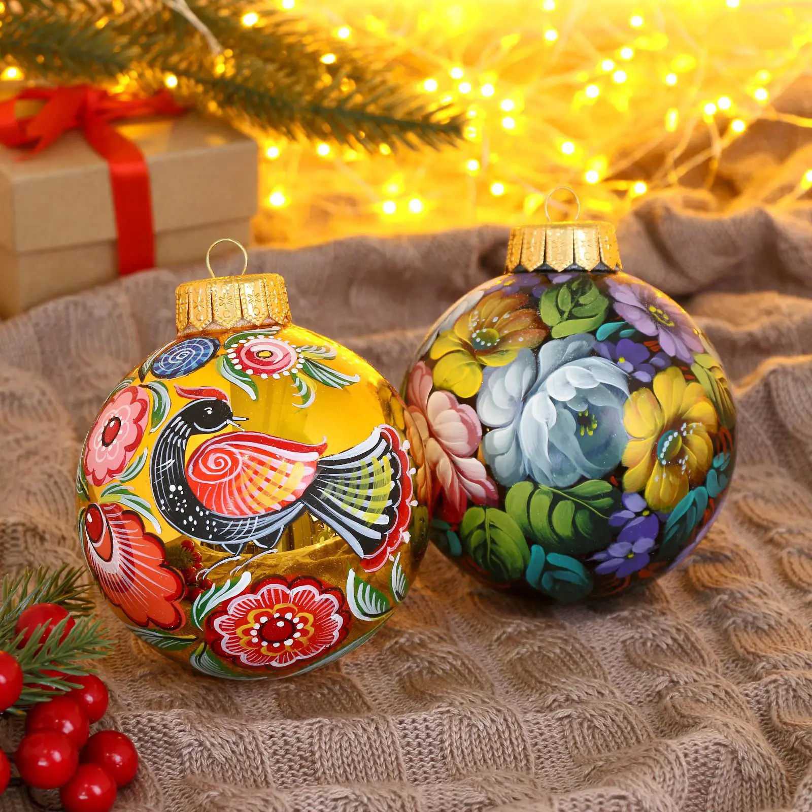 Изображение товара Набор елочных шаров Ферма радости 5182805 Вдохновение 10 см стекло разноцветный 2 шт