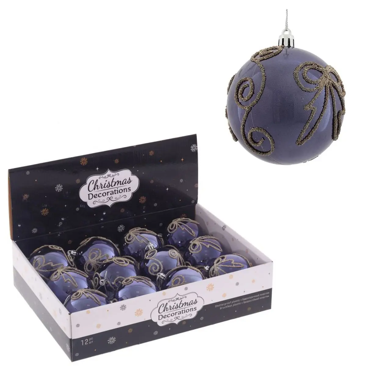 Изображение товара Набор елочных шаров 753327 Шар 27 см стекло фиолетовый 12 шт