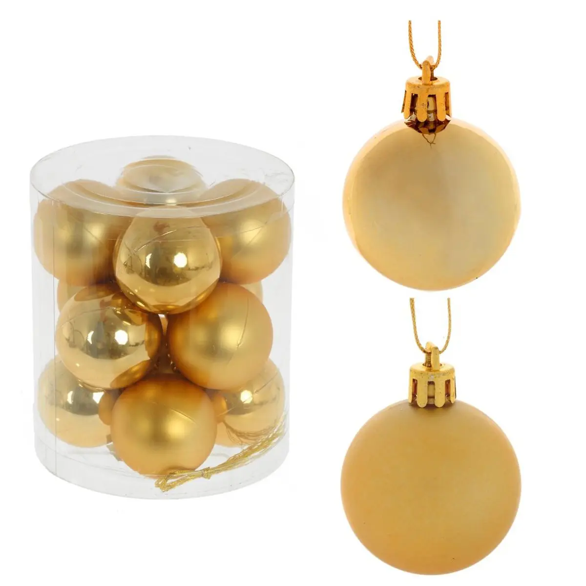 Изображение товара Набор елочных шаров 753585 Шар 9.5 см ПВХ жёлтый/золотой 12 шт