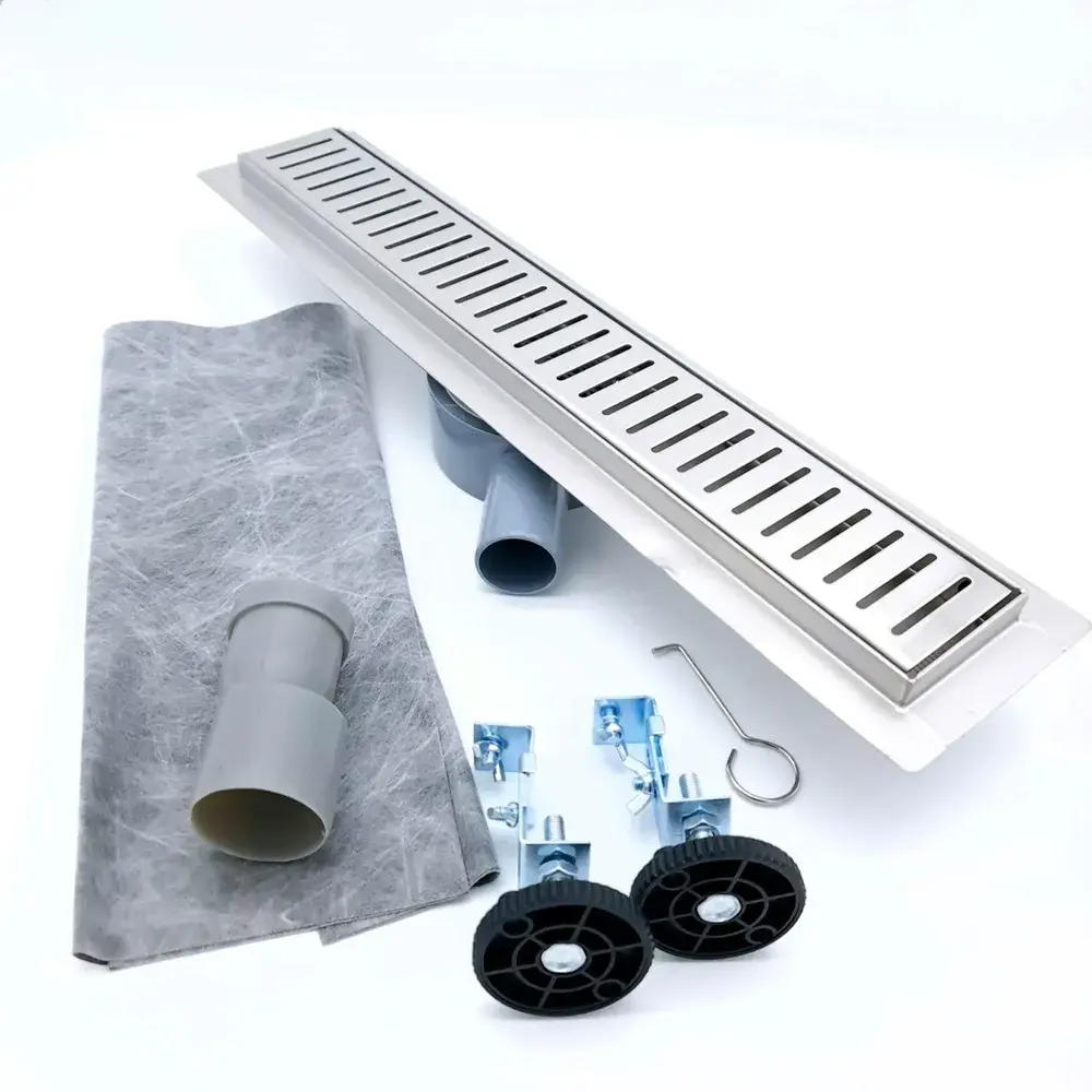 Изображение товара Трап-лоток для душа TIM сухой затвор 70x700 мм с горизонтальным фланцем 360° свободного вращения