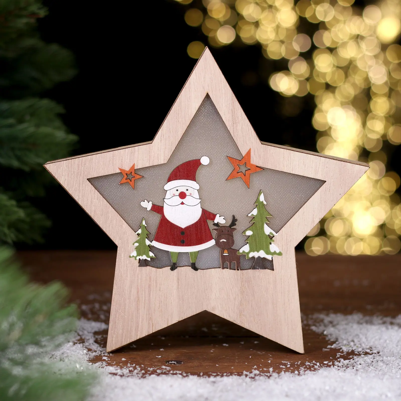 Изображение товара Светящаяся электрическая фигура 4345042 Сказка в звезде для дома Лесная мастерская 1 лампа h 19.7 см разноцветный