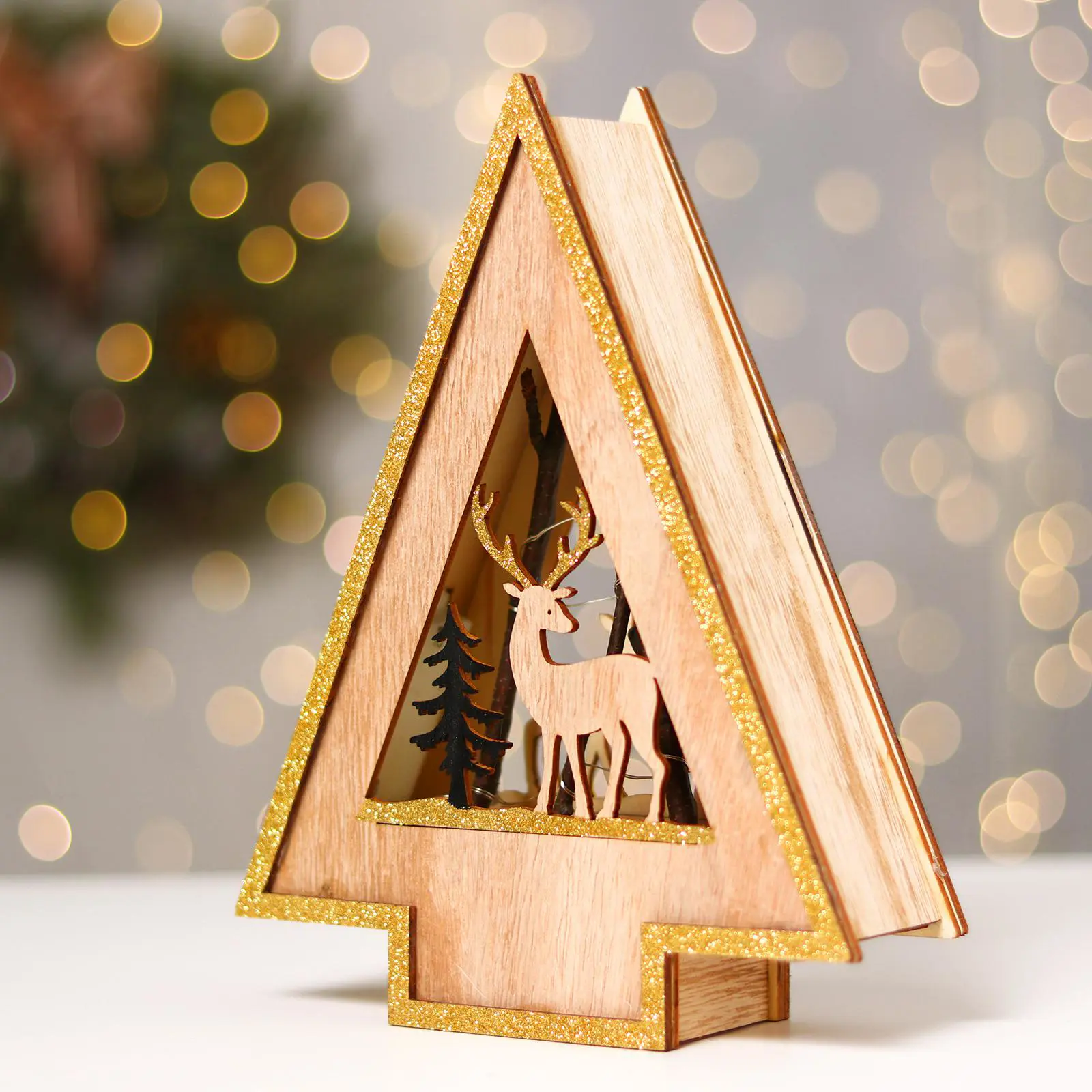 Изображение товара Светящаяся электрическая фигура Ёлочка с оленем для дома Лесная мастерская 1 ламп h 23 см разноцветный