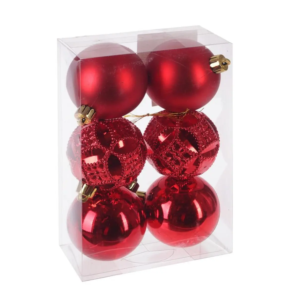 Изображение товара Набор елочных шаров No name 722915 Карнавал красок 6 см стекло красный 6 шт