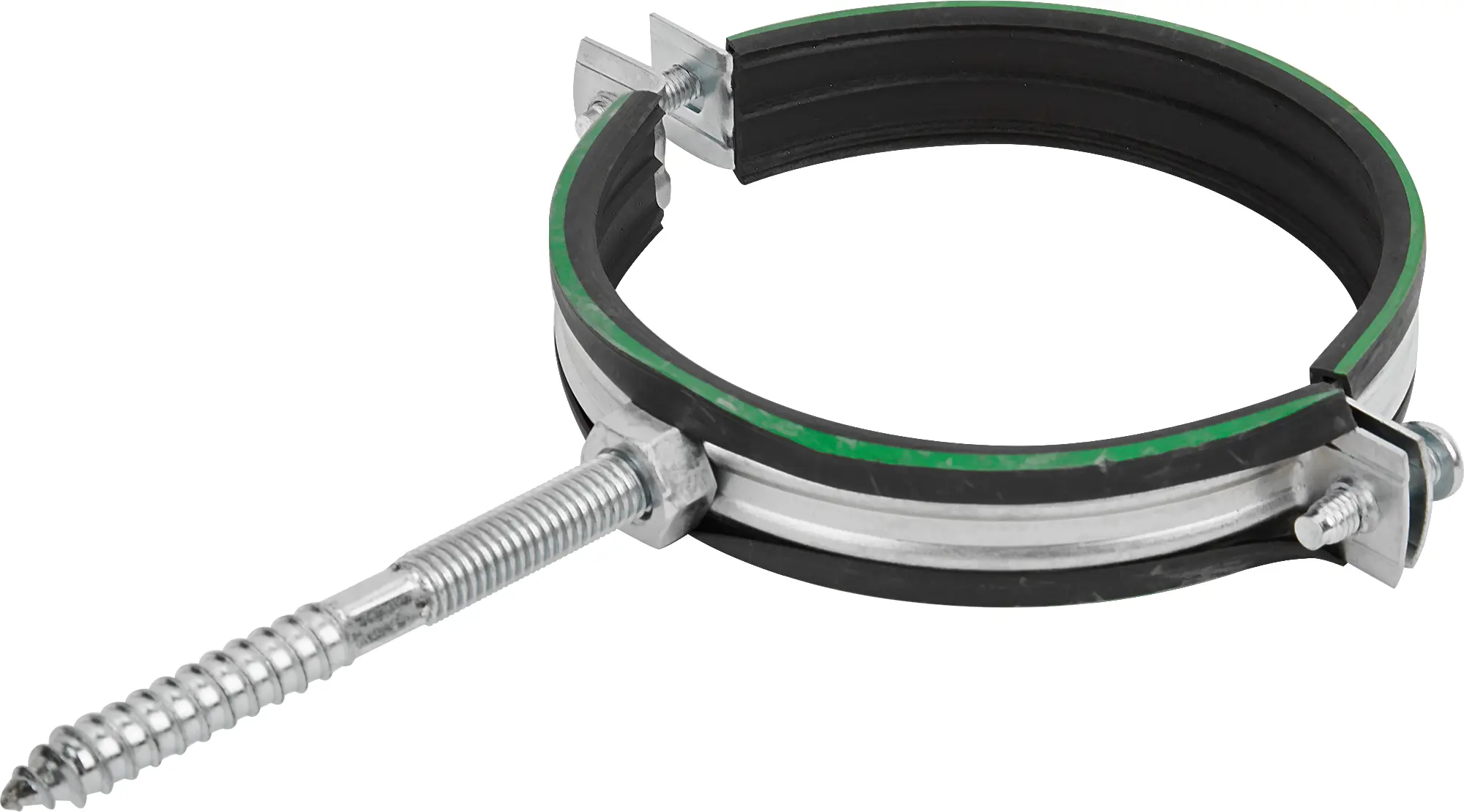 Изображение товара Хомут для труб Mayer 3 1/2  должность ø99-102 мм со шпилькой 10x100 и дюбелем