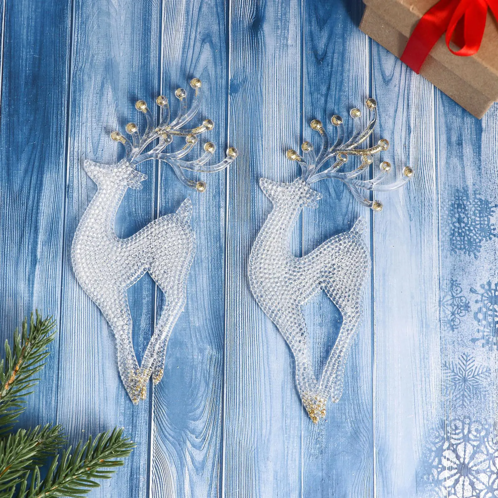 Изображение товара Набор елочных игрушек Грациозный олень Зимнее волшебство 1400050 17.5 см х 8 см бесцветный/прозрачный