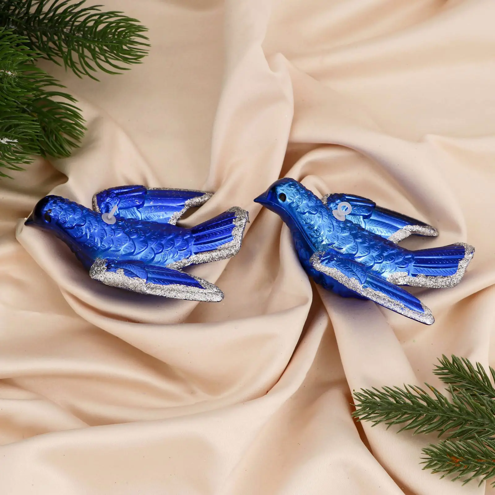 Изображение товара Набор елочных игрушек Птица счастья Зимнее волшебство 6536655 11 см х 8 см синий