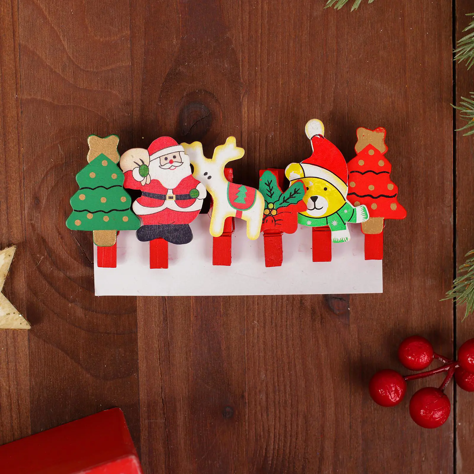 Изображение товара Набор елочных игрушек Новогодние чудеса Лесная мастерская 3567095 1 см х 7.5 см разноцветный