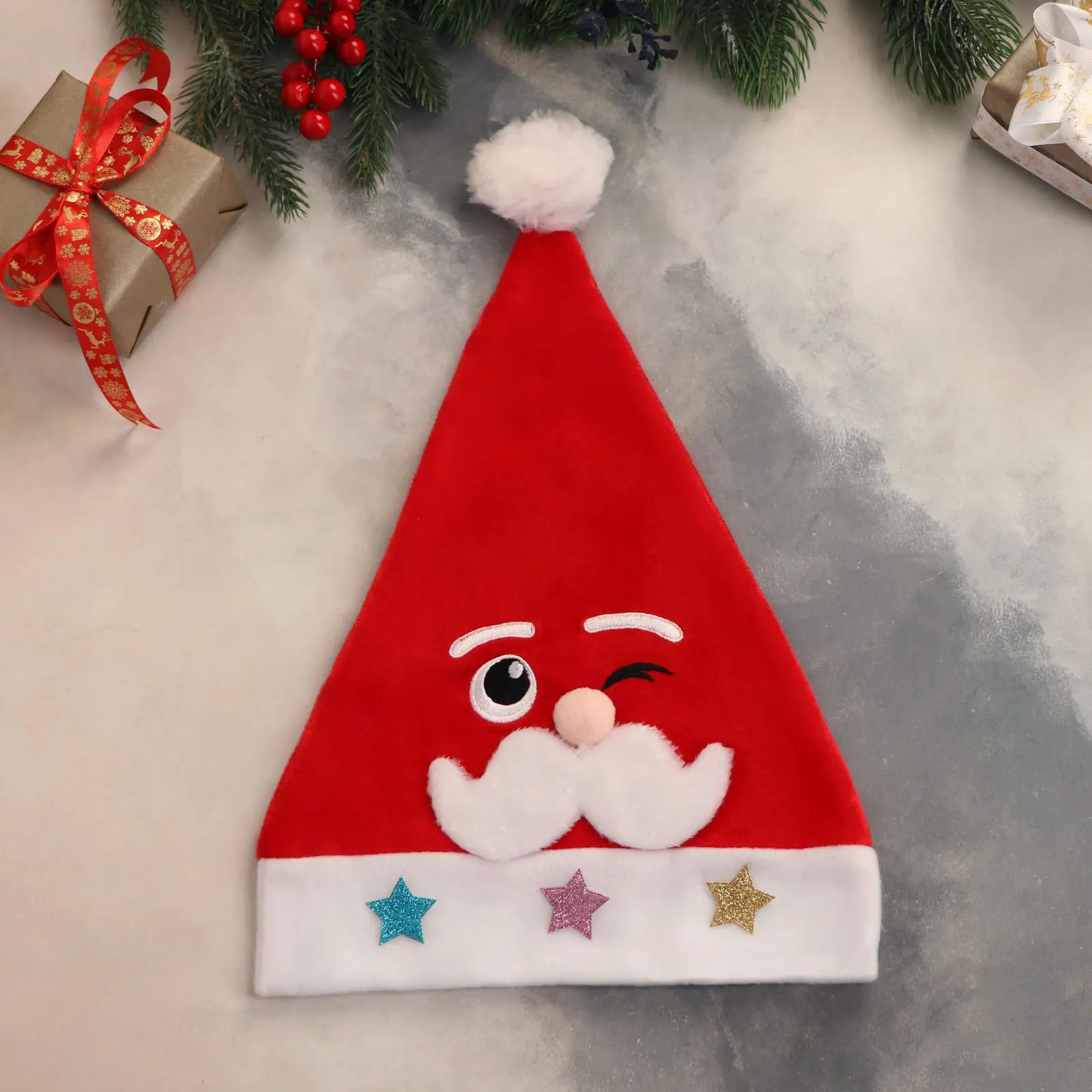 Изображение товара Колпак новогодний Зимнее волшебство Озорник со звёздами 25x33 см