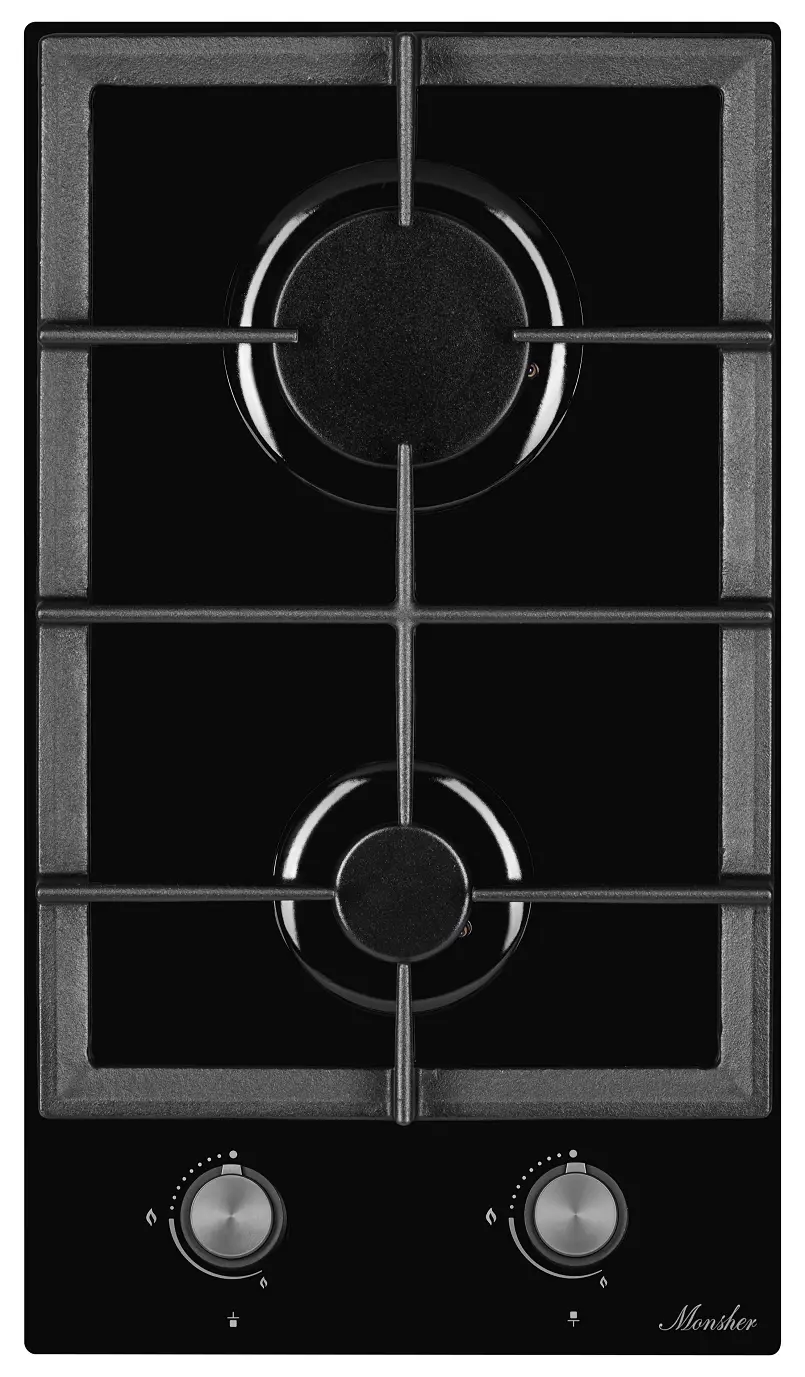 Изображение товара Газовая варочная панель Monsher MGG 30 Noir 30 см 2 конфорки цвет черный