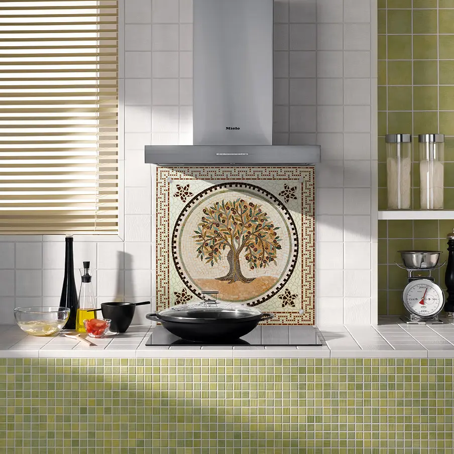 Изображение товара Фартук кухонный Borntoprint Греческая мозаика 60x60x0.4 см закаленное стекло цвет прозрачный