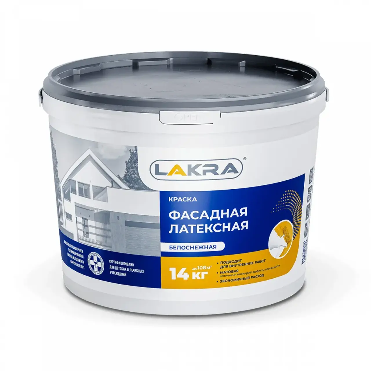 Изображение товара Краска фасадная ЛАКРА 8306487 14 л цвет белый