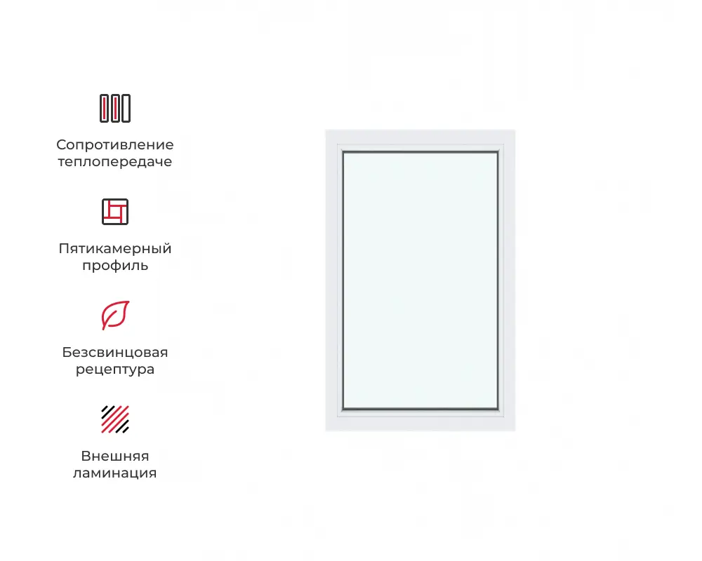 Изображение товара Пластиковое окно Амега ПВХ глухое 110х70см двухкамерный белый