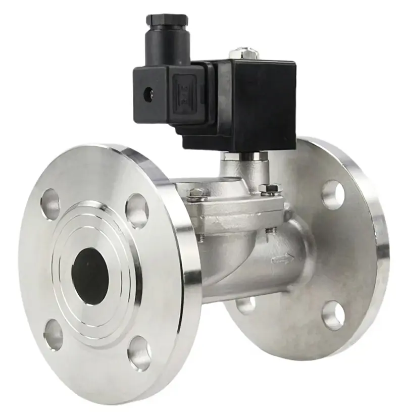 Изображение товара Клапан электромагнитный соленоидный двухходовой Dn.ru 3" 10 бар фланцевый нержавеющая сталь D130-00953