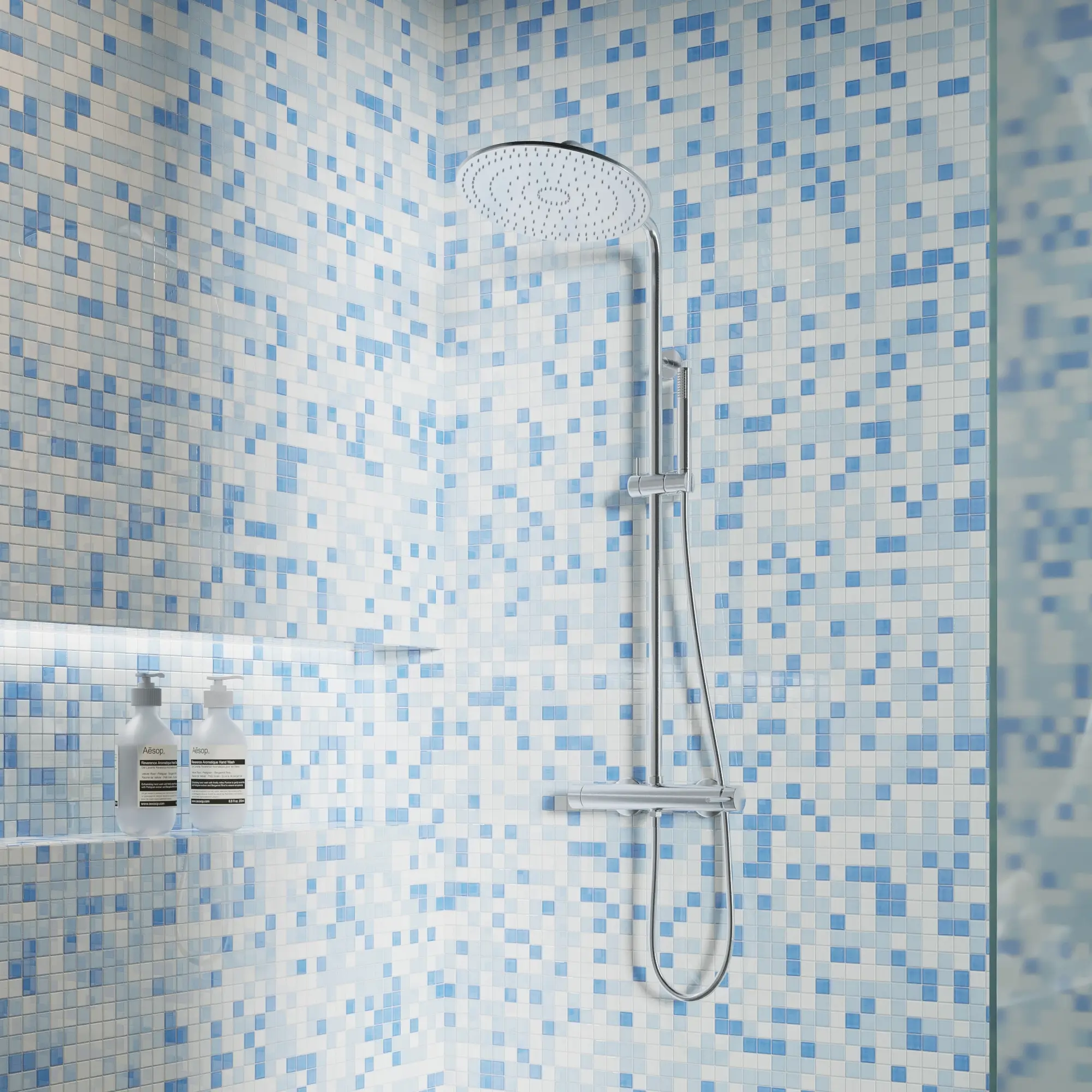 Изображение товара Мозаика стеклянная Artens Clear 30x30 см цвет бело-голубой