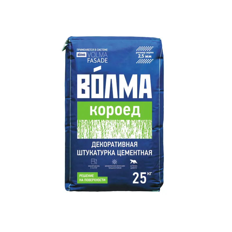 Изображение товара Декоративная штукатурка Волма 30001608 короед 25 кг цвет серый