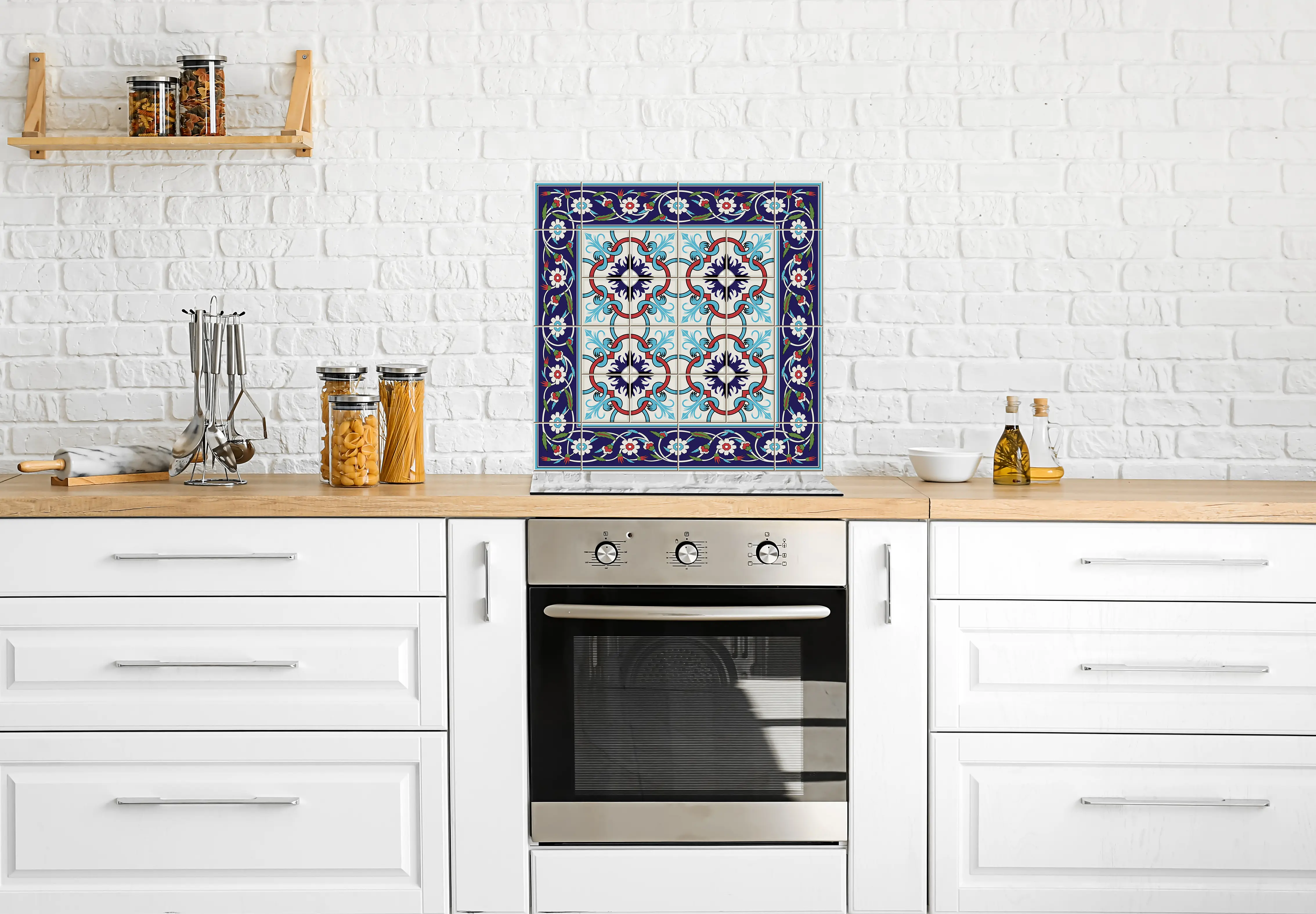 Изображение товара Защитный экран Borntoprint Португальская плитка 60x55x0.4 см закаленное стекло прозрачный