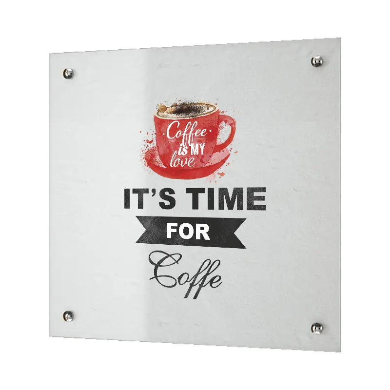 Изображение товара Защитный экран Borntoprint time coffee 60x55 см из закаленного стекла для кухни