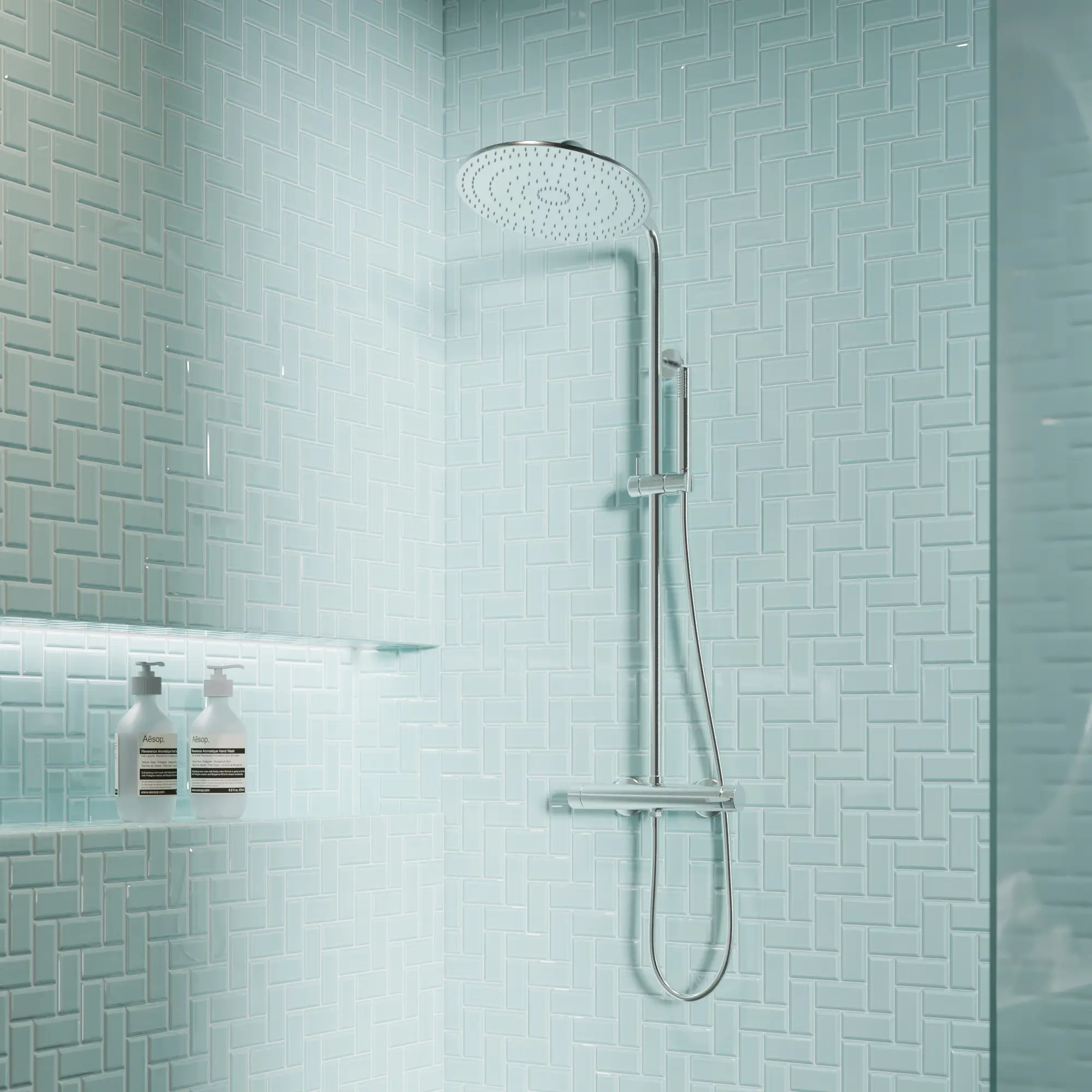 Изображение товара Мозаика фарфоровая Artens Metro 27.9x27.4 см бирюзовая для ванной кухни