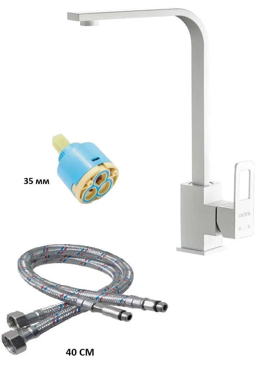 Изображение товара Однорычажный смеситель Oute T40213bk излив 34 см цвет серебристый