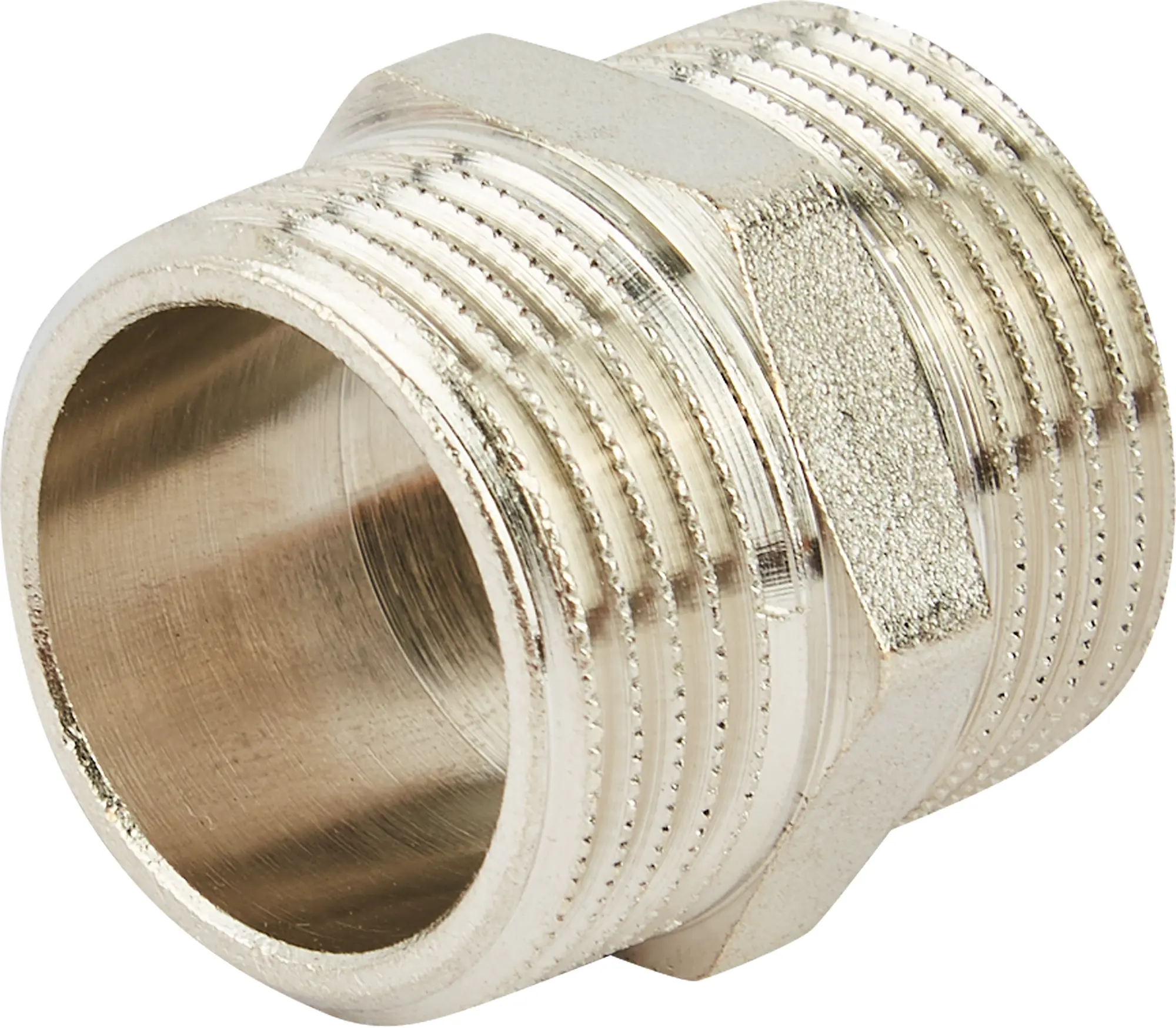 Изображение товара Ниппель Stout 1" никелированная латунь для водопровода Италия