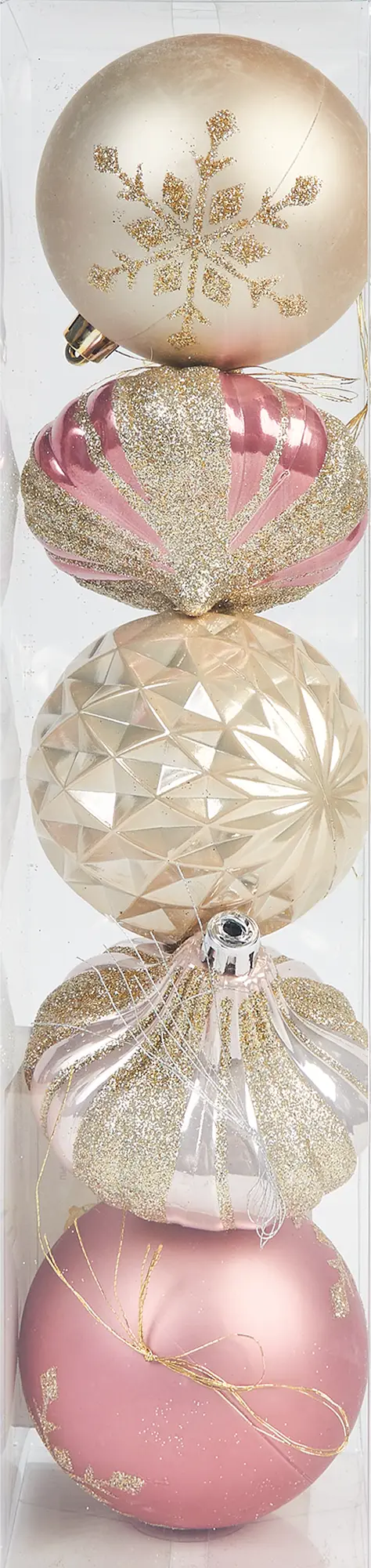 Изображение товара Набор елочных шаров Нежность ø8 см пластик микс 5 шт