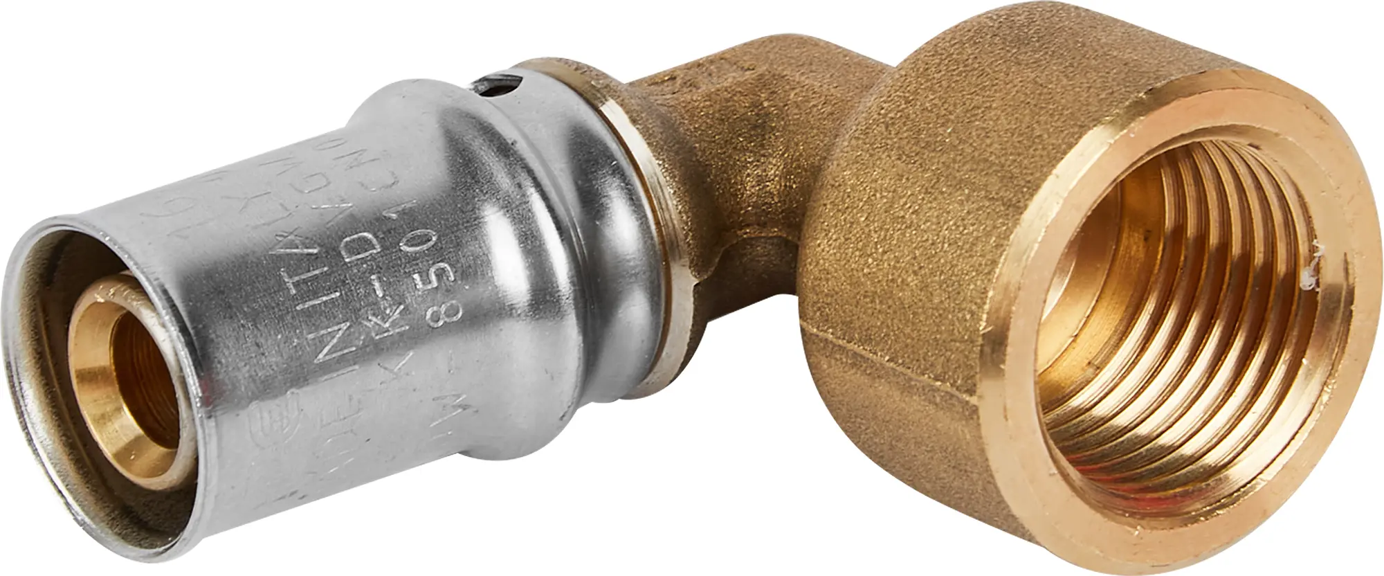 Изображение товара Угол комбинированный 90° Stout 1/2x16 мм латунь для водопровода и отопления