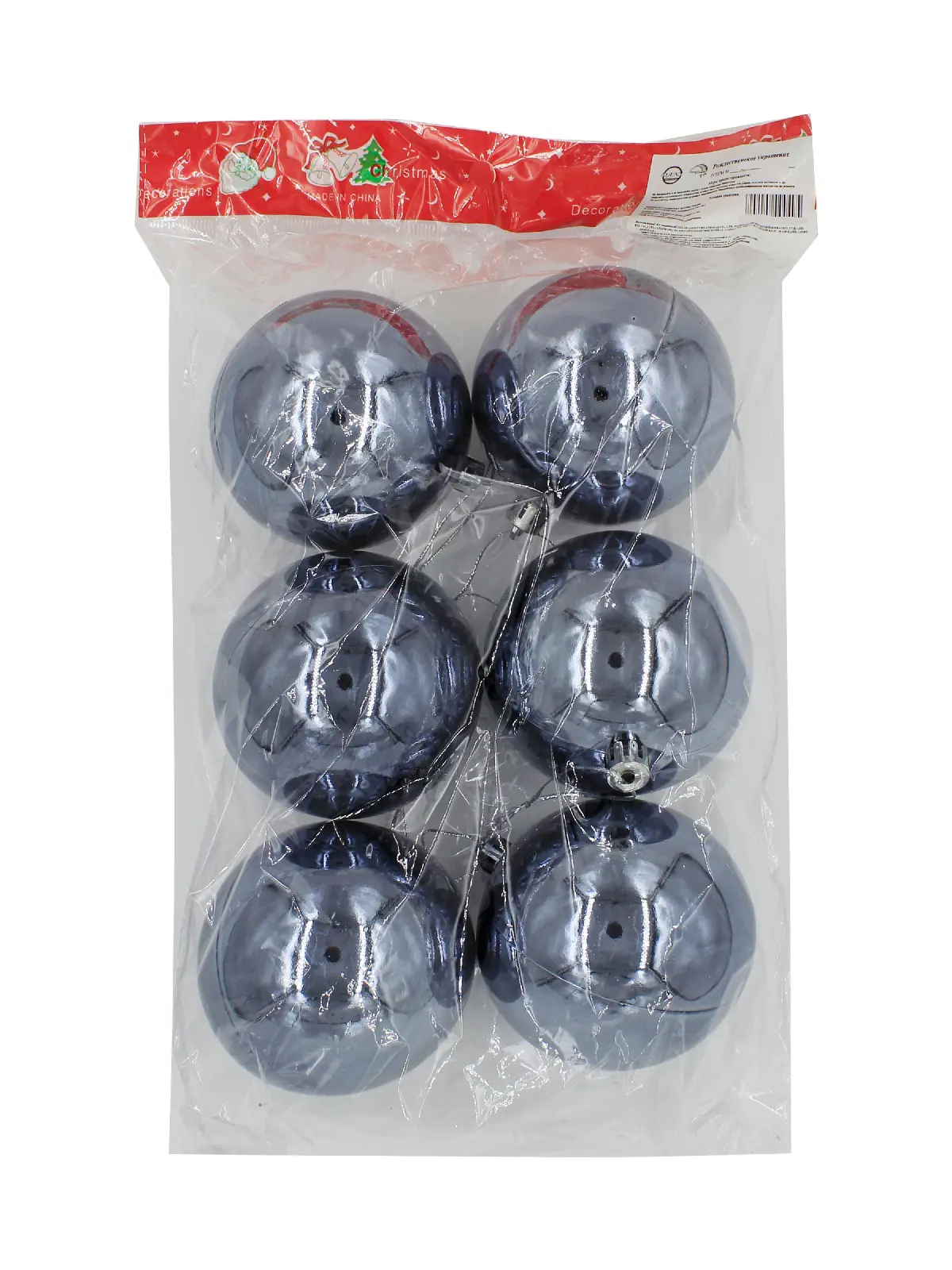 Изображение товара Набор елочных шаров China dans 60SP06-01GR см серый/серебристый 6 шт