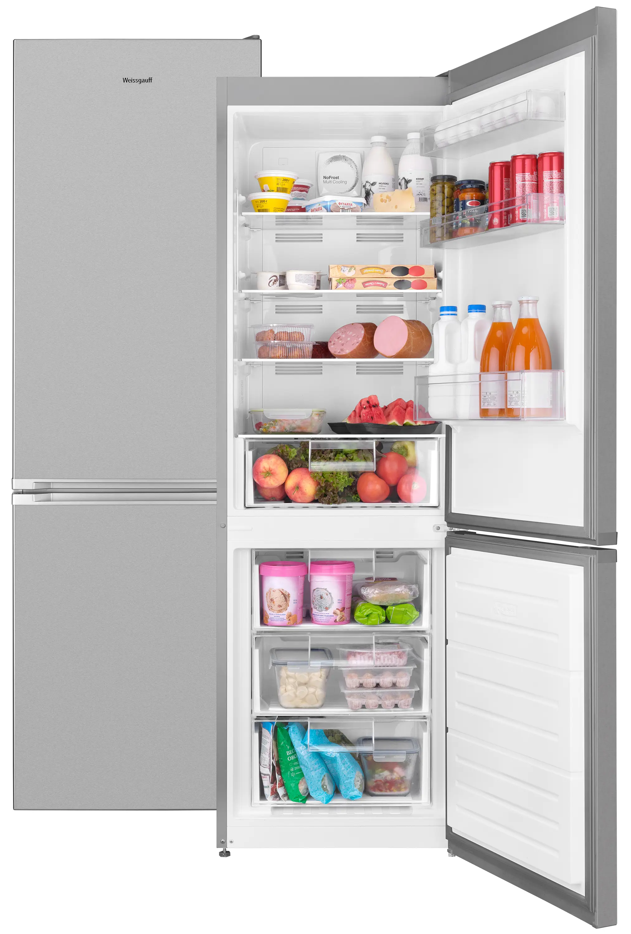 Изображение товара Отдельностоящий холодильник Weissgauff WRK 185 X 59.5x186 см цвет нержавеющая сталь