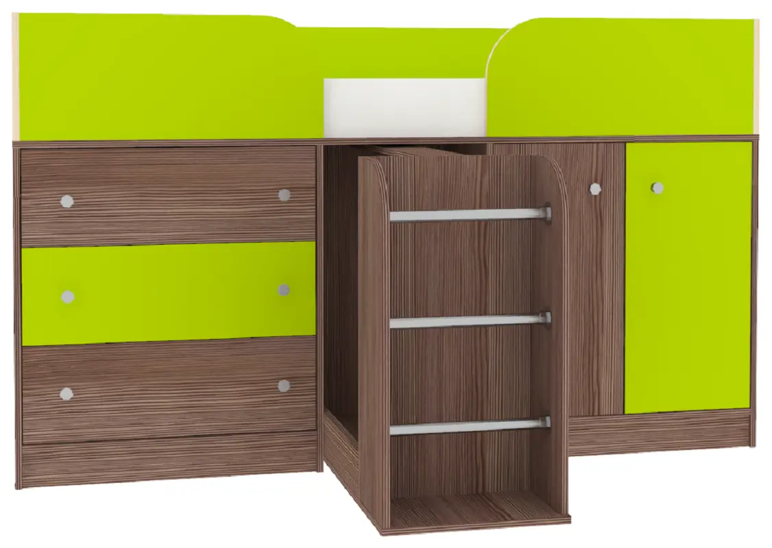 Изображение товара Кровать-чердак Кариви КИВи 184x113x84 см ЛДСП цвет бодего темный/лайм